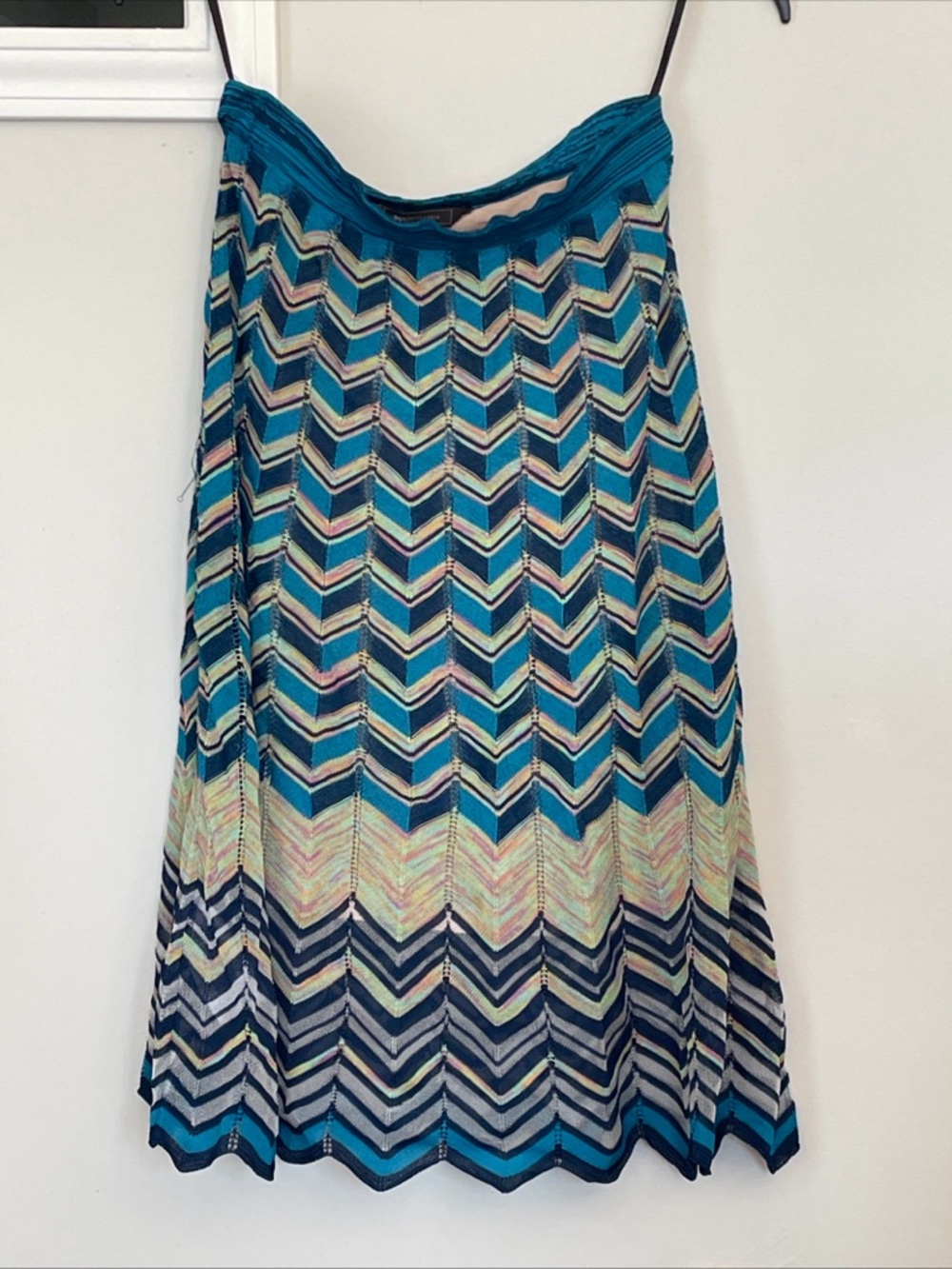 Bcbgmaxazria Women’s Vida Chevron Skirt Blue/green Size Small - Picture 4 of 7